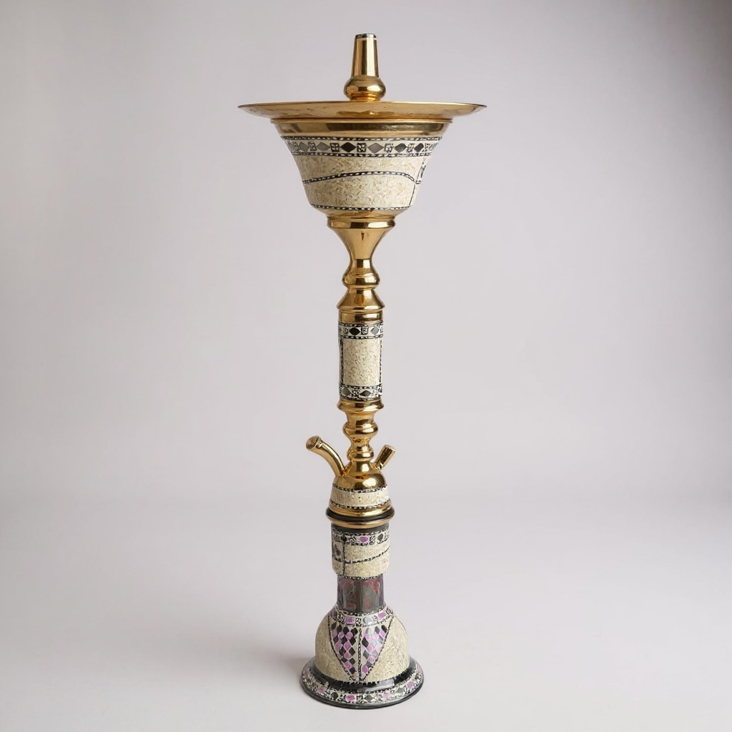Khalil Mamoon decorative base gold hookah