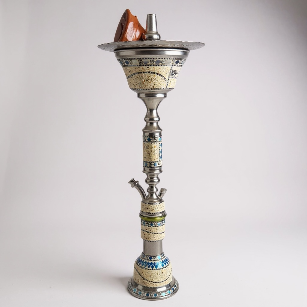 Khalil Mamoon decorative base silver hookah