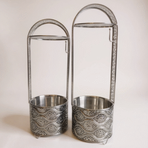 Silver shisha charcoal holder carrier with handle for hookah coals
